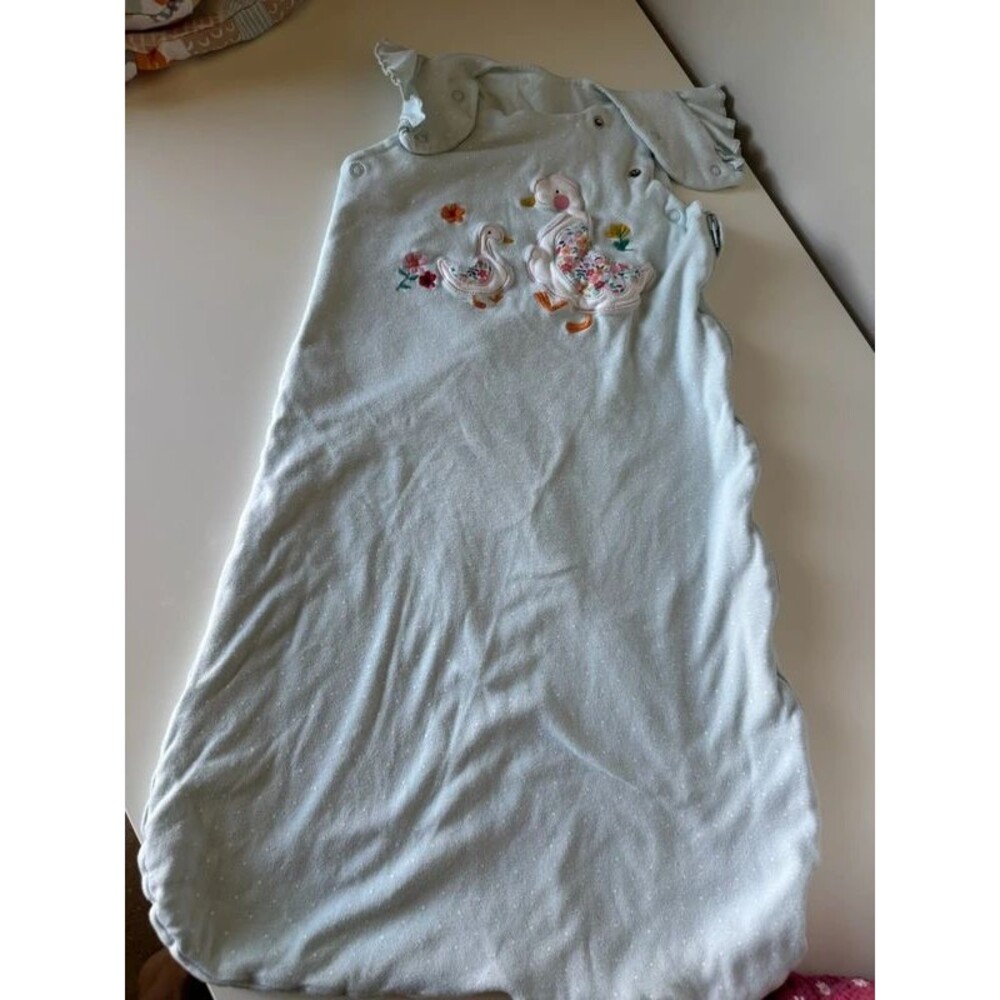 NEXT ducks polka dot baby sleep sack bag pale blue 6-12m cotton 1 tog